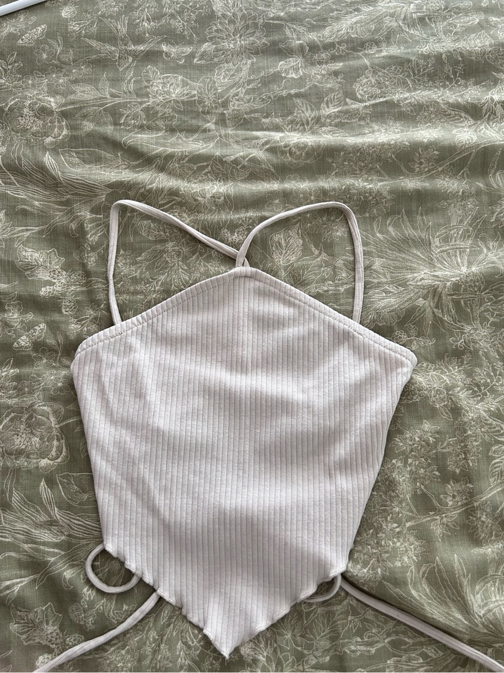 Light Beige Ribbed Halter Crop Top
